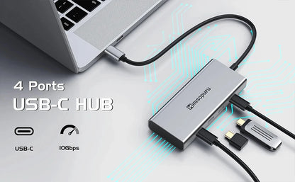 Minisopuru HUB USB C Hub 4 Ports 10Gbps USB Type C to USB C 3.2 Gen1 Hub Adapter for Laptops MacBook Pro Air USB 3.0 Hub