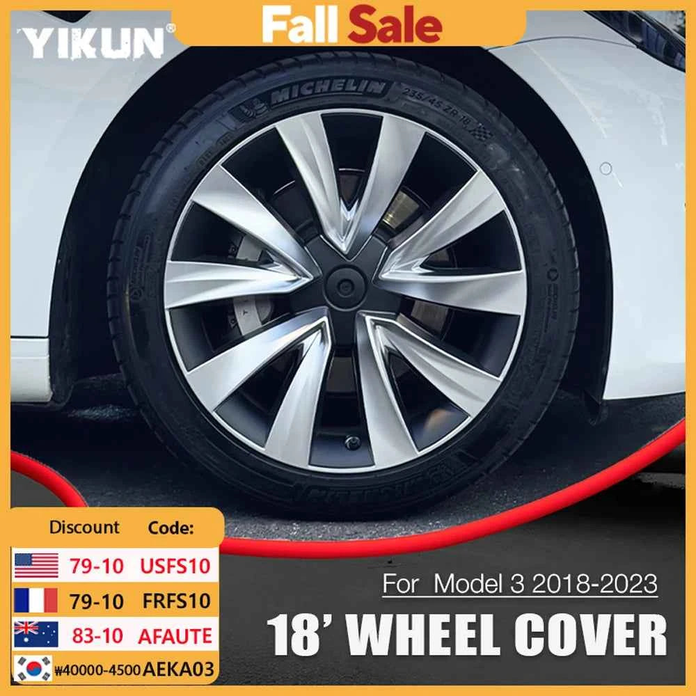 4PCS Wheel Cover 18 Inch for Tesla Model 3 Aero HubCap Performance Replacement Wheels 2018-2023 Full Rim Car Accessories 2022