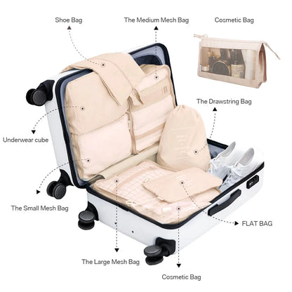 8/7/6 pieces Set Travel Organizer Storage Bags Suitcase Packing Set Storage Cases Portable Luggage Organizer Clothe Shoe Pouch - AMULET RING STORE