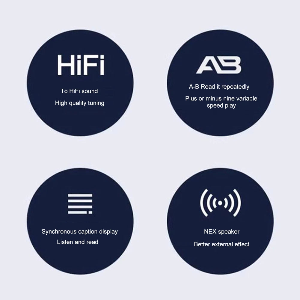 MP3 MP4 Player HiFi MP4 Walkman with Speaker Bluetooth-Compatible Portable MP3 Player Support FM Radio Recording E-Book