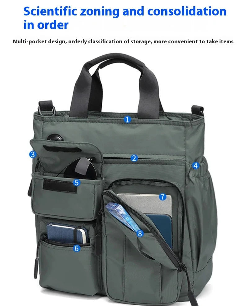 Business Men Shoulder Bag Multilayer Multifunctional Tablet and Document Handbag Diagonal Cross bag Leisure Briefcase