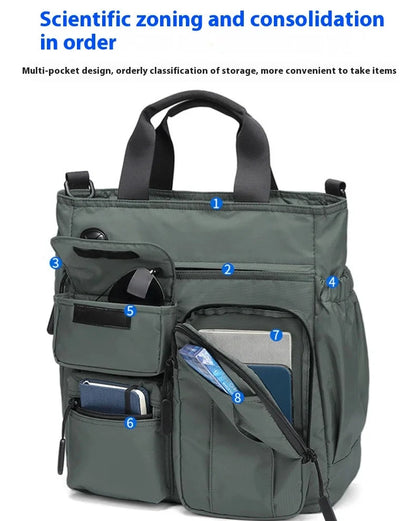 Business Men Shoulder Bag Multilayer Multifunctional Tablet and Document Handbag Diagonal Cross bag Leisure Briefcase