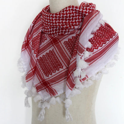 Tactical Cotton Shemagh Keffiyeh Hunting Outdoor Desert Scarf Neck Head Wrap with Tassel for Men Women for Cycling Camping CS - AMULET RING STORE