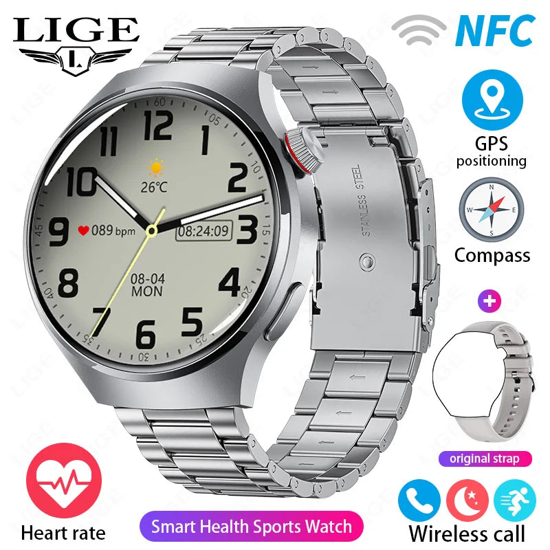 LIGE New Smart Watch Men 1.52 inch Full touch Screen Bluetooth Call Heart Rate Waterproof Men SmartWatch For GPS Sport Tracker - AMULET RING STORE