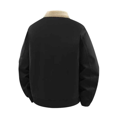 Men's Winter Fleece Jacket - Zipper Coat, Stylish and Elegant Lapel Design, Lamb Wool Lining - Cold Weather Coat, Suitable for Daily and Formal Events - Military Style Casual Jacket, Layered Wear, Military Style Design, Durab