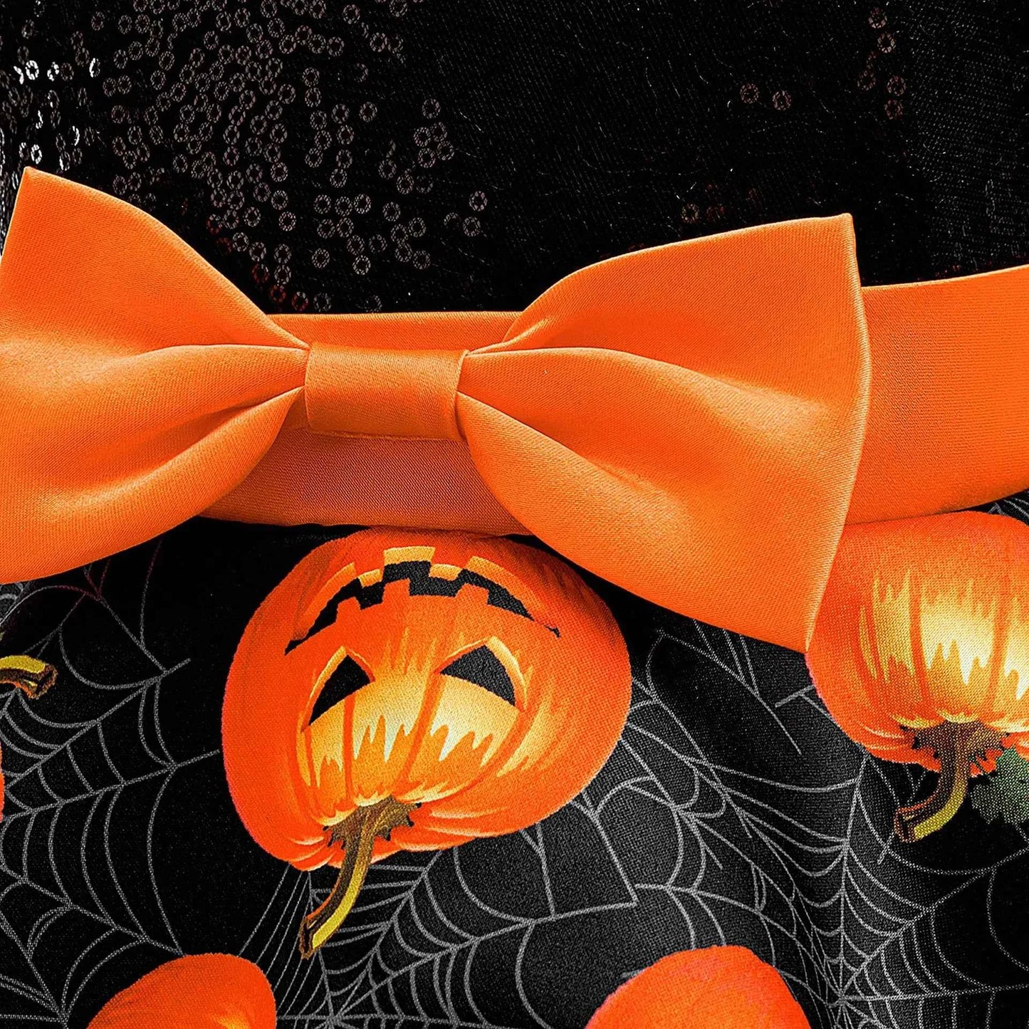 Baby Girl Halloween Costume 0-3 Yrs Little Girl Fantasy Dress Children Pumpkin Skeleton Print Fluffy Gown Kids Cute Orange Frock