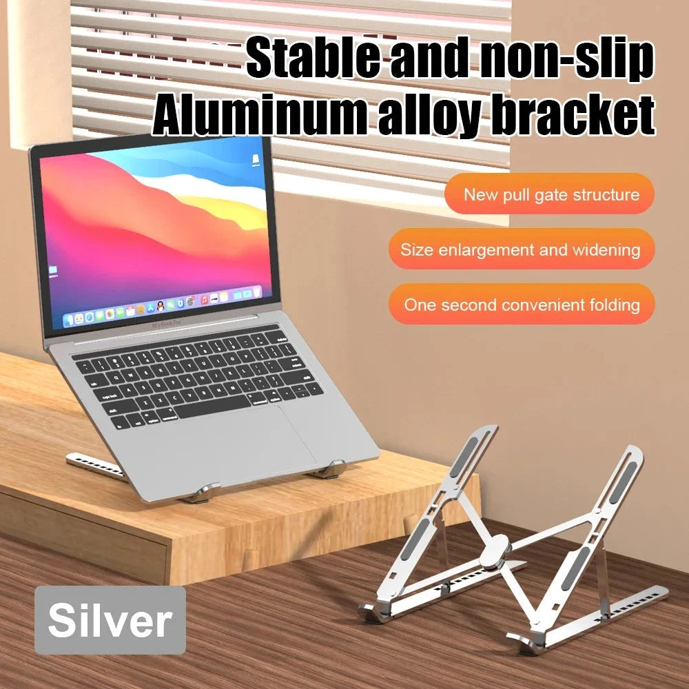 Aluminum Alloy Laptop Holder Stand Adjustable Foldable Portable for Notebook Computer Bracket Lifting Cooling Holder Non-slip - AMULET RING STORE