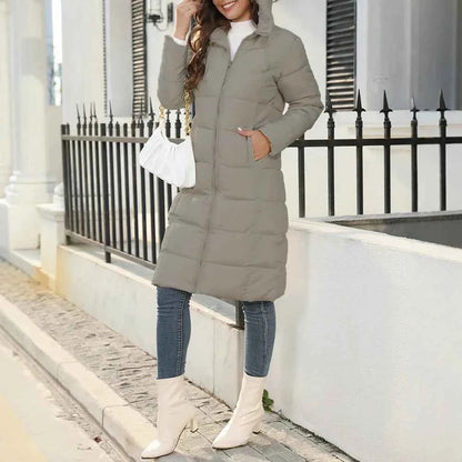 Women's Padded Coat Autumn Winter Simple Basics Zipper Long Sleeve Hoodie Daily Long Padded Clothes