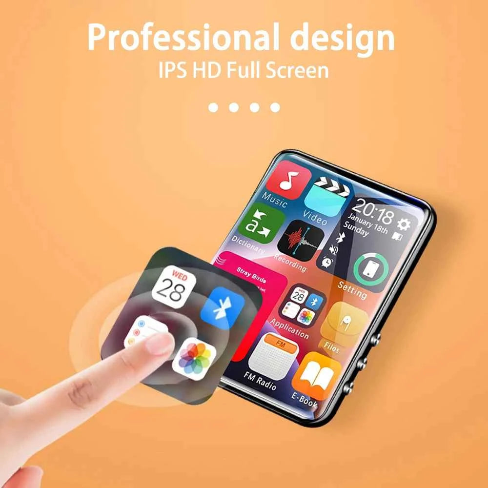 2.4-inch touchscreen MP3 player Built-in 4GB Bluetooth MP4 player Memory expansion, audio recording, FM radio, video playback.