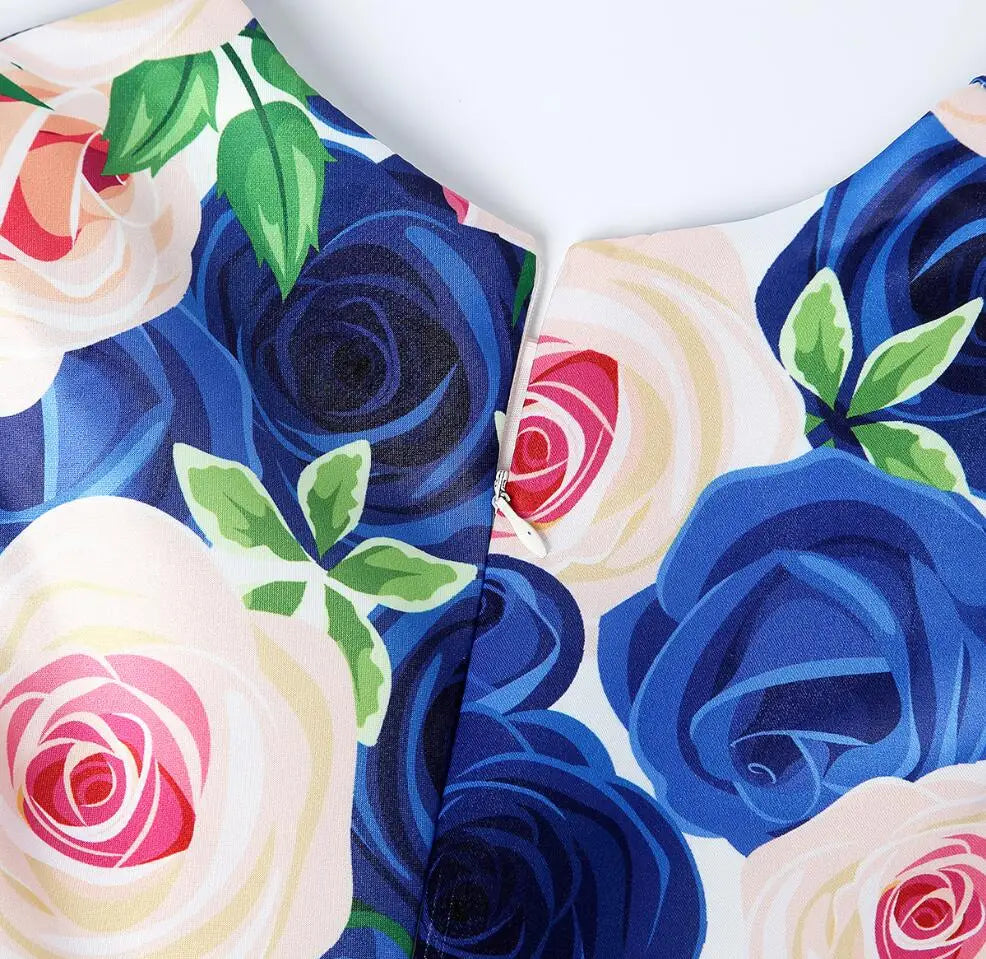 Summer Girls Rose Print Dress Princess Wedding Birthday Party Frocks Satin Children Vestidos Dresses For Girl Christmas Clothing