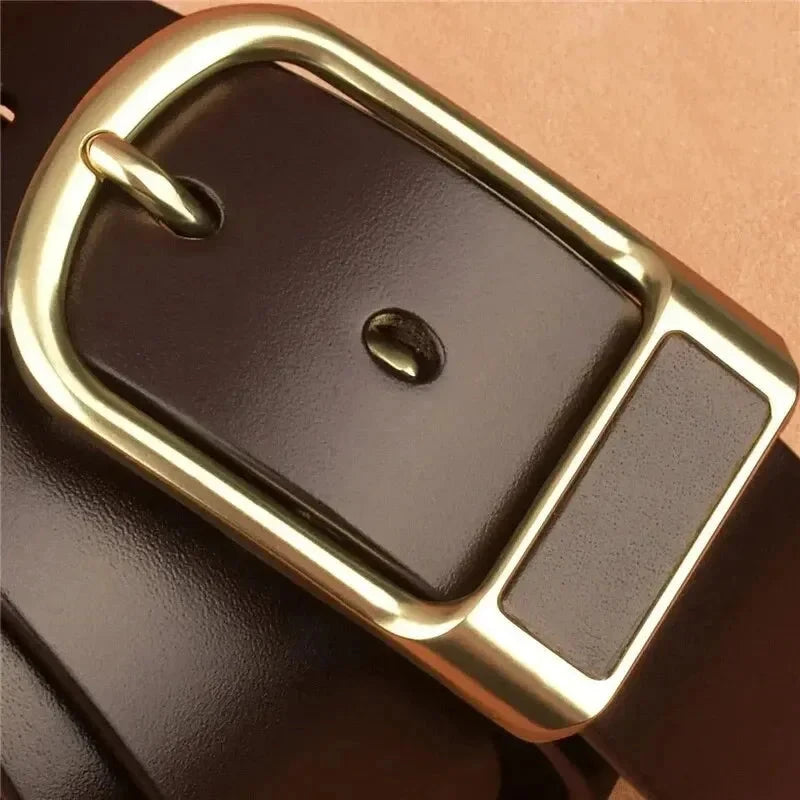 Genuine Leather For Men's High Quality Buckle Jeans Cowskin Casual Belts Business Cowboy Waistband Male Fashion Designer 2024New - AMULET RING STORE