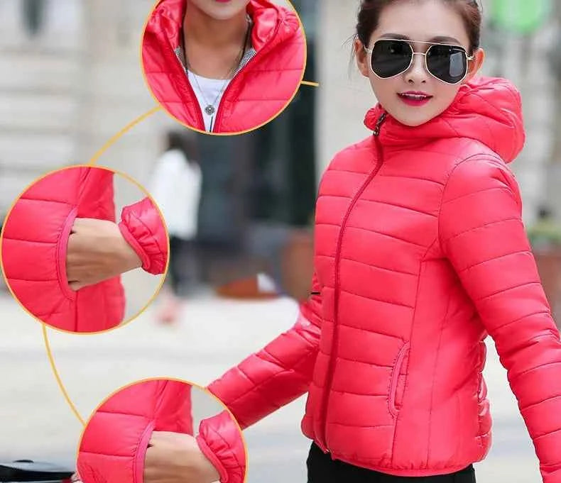 Down Jacket for Women Trend Korean Style Ultra Light Hit Hooded Coat Coats Lightweight Padded Puffer Jackets Female Winter 2025
