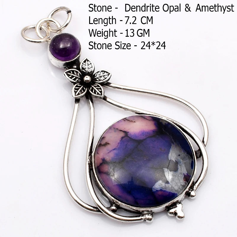 Genuine  Agate Labradorite Jasper Turquoise Rose Quartz Pendant