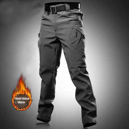 Men's City Cargo Autumn Winter Fleece Softshell Hiking Pants Fishing Climbing Trekking Casual Hunting Camping Trousers M-5XL