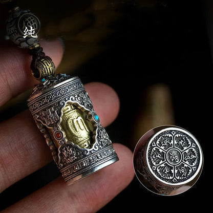 Six Character Great Bright Mantra Rotating Warp Cylinder Pendant Car Keychain For Men Women Jewelry Tassel Budda Beads Accessory