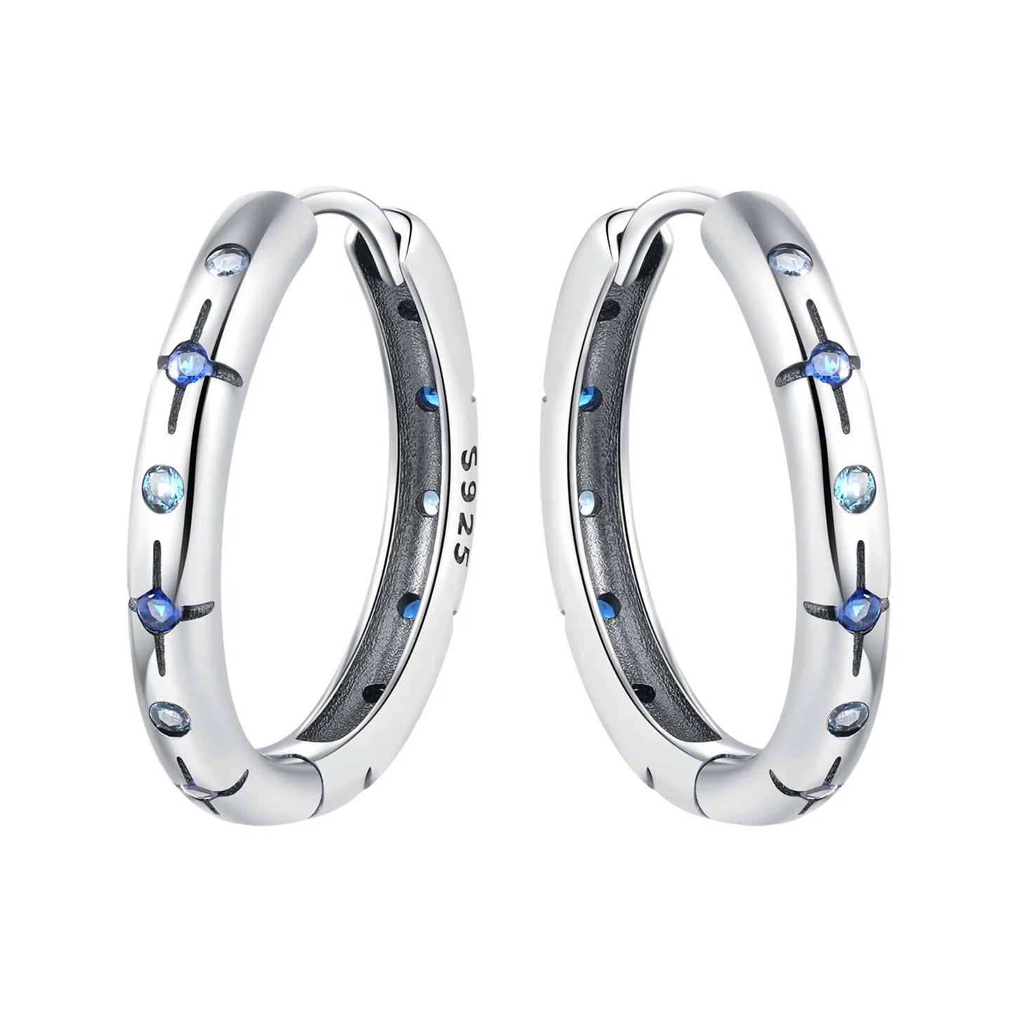 925 Sterling Silver Exquisite Blue star Earrings Jewelry Versatile Hoop Earrings For Women Jewelry Birthday Party Gifts - AMULET RING STORE