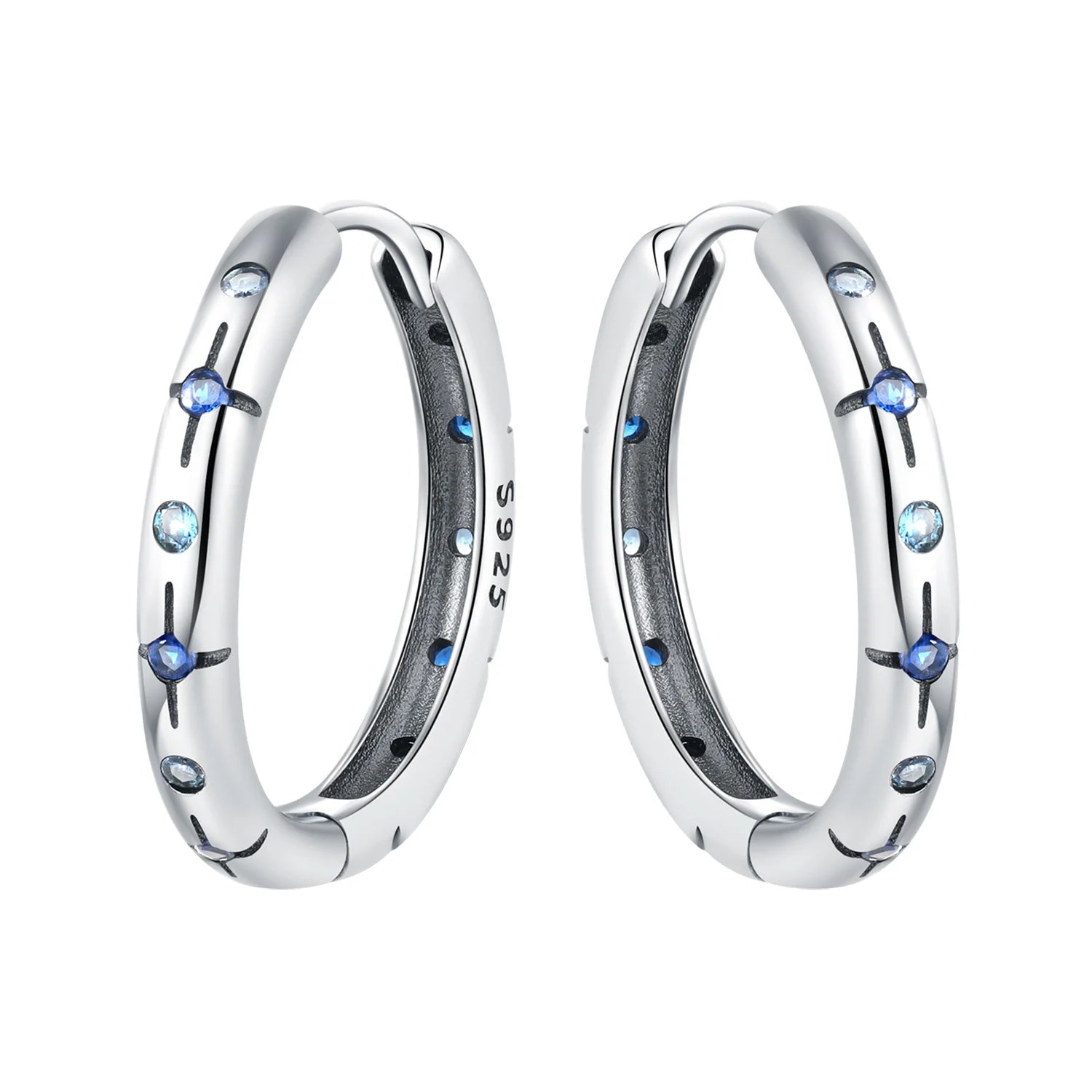 925 Sterling Silver Exquisite Blue star Earrings Jewelry Versatile Hoop Earrings For Women Jewelry Birthday Party Gifts - AMULET RING STORE