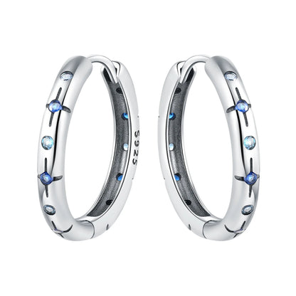 925 Sterling Silver Exquisite Blue star Earrings Jewelry Versatile Hoop Earrings For Women Jewelry Birthday Party Gifts - AMULET RING STORE