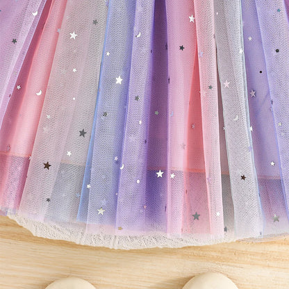 Baby Girl Cute Dress New Summer Toddler Kids Mesh Tutu Dresses Sequin Bow Children Birthday Party Dress Baby Girls Tulle Clothes