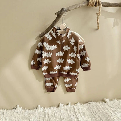 Spring New Boys Clothing Set Cloud Print Zipper Long Sleeved Pants Cotton Sweatshirt 0-4Y Baby Girls Pullover 2PCS Newborn - AMULET RING STORE
