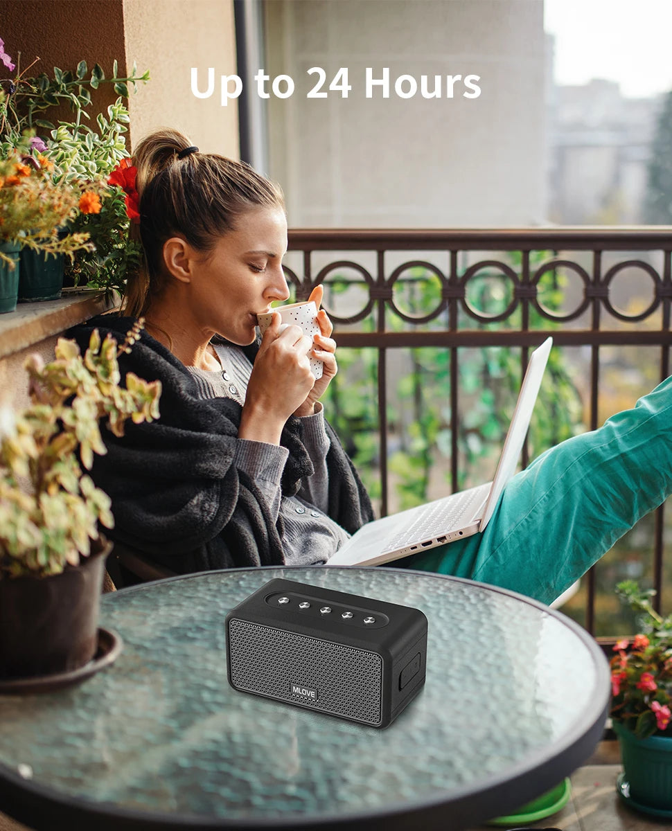 Mlove A100 Portable Bluetooth Speaker Wireless Bluetooth 5.3 Stereo Sound 24-Hour Playtime Rich Bass IPX5 Waterproof - AMULET RING STORE
