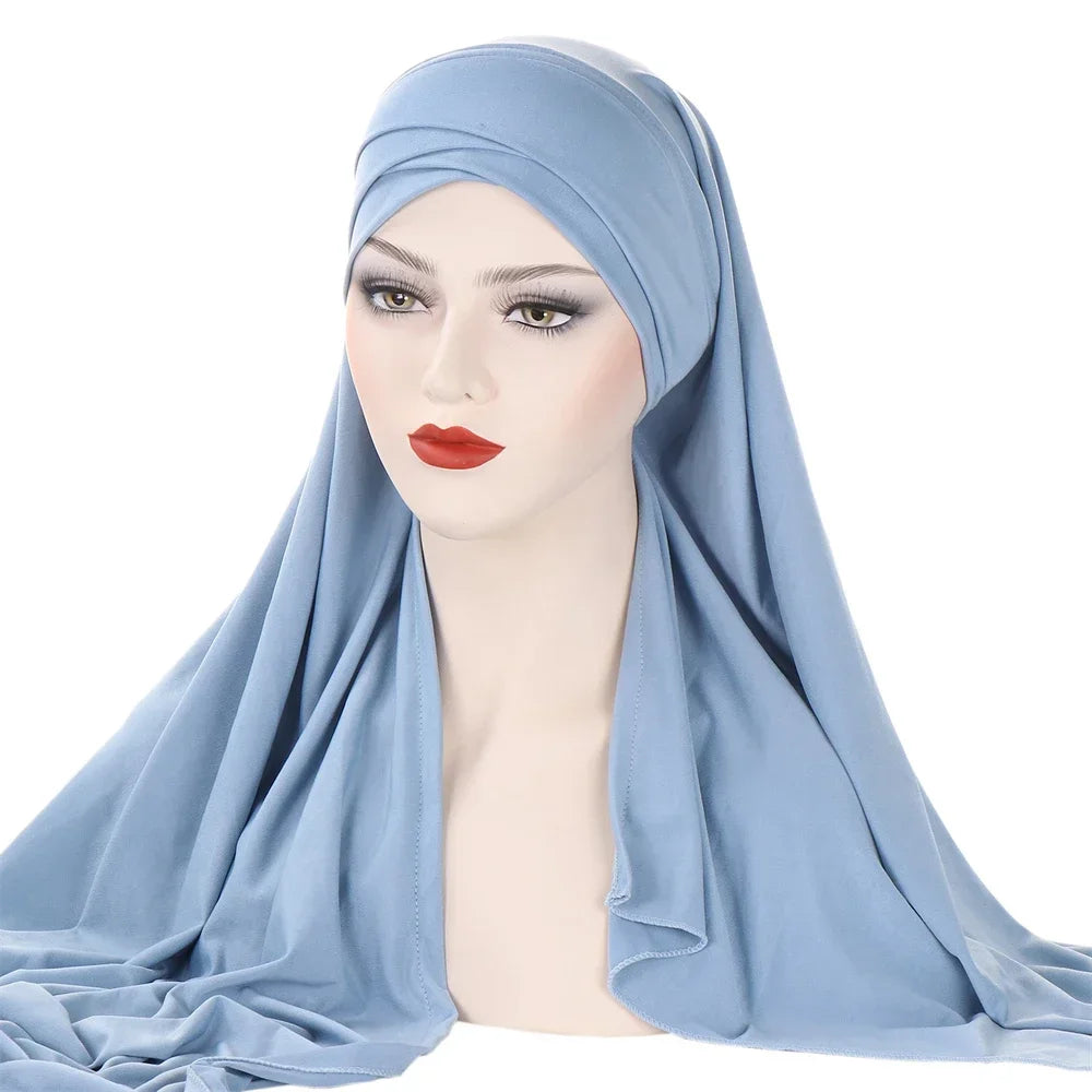 Milk Silk Muslim Cap Plain Islamic Scarf Head Wraps Headband Underscarf Turban Hats Malaysia Baotou Caps Instant Amira Hijabs - AMULET RING STORE