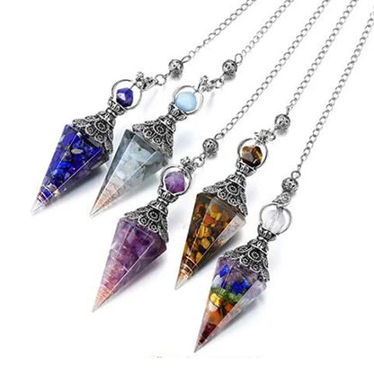 Natural 7 Chakra Healing Crystals Pendulum for Dowsing Divination Quartz Stone Pendulums Antique Reiki Pendant Pendulo Jewelry