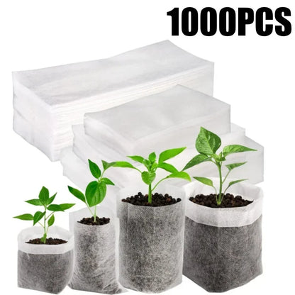 100PCS Breathable Plant Nursery Bags Biodegradable Grow Pots Fabric Seedling Containers Home Gardening Essentials - AMULET RING STORE