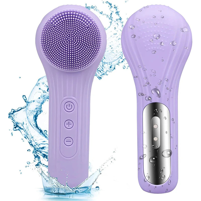 Silicone Face Cleaner Electric Sonic Facial Cleansing Brush Ultrasonic Face Massage Pore Deep Cleaning Vibrating IPX7 Waterproof