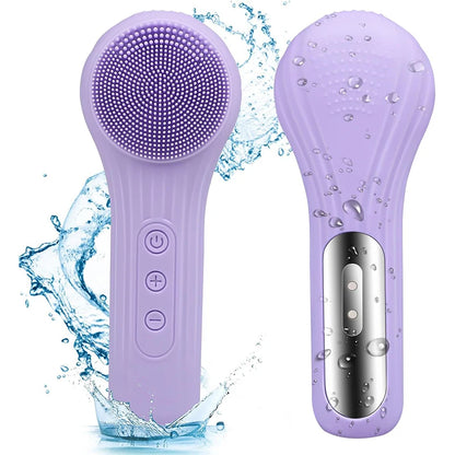 Silicone Face Cleaner Electric Sonic Facial Cleansing Brush Ultrasonic Face Massage Pore Deep Cleaning Vibrating IPX7 Waterproof