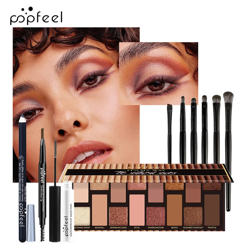 POPFEEL All-in-One Makeup Kit Gift Set with Eyeshadow Palette Foundation Lip Gloss Blush Brushes Eyeliner and More Beauty Gifts - AMULET RING STORE