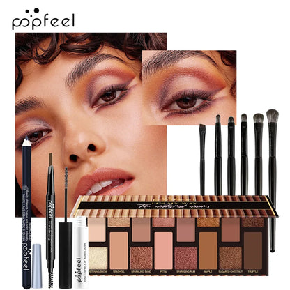 POPFEEL All-in-One Makeup Kit Gift Set with Eyeshadow Palette Foundation Lip Gloss Blush Brushes Eyeliner and More Beauty Gifts - AMULET RING STORE