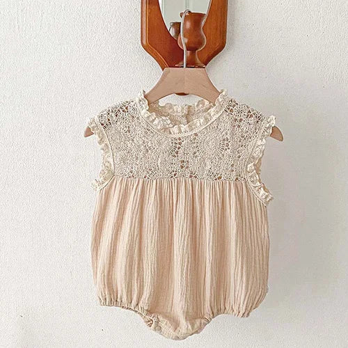 2024 New Summer Toddler Baby Girls Jumpsuit Sleeveless Cotton Solid Color Newborn Baby Girls Romper 0-24M Children Clothes - AMULET RING STORE
