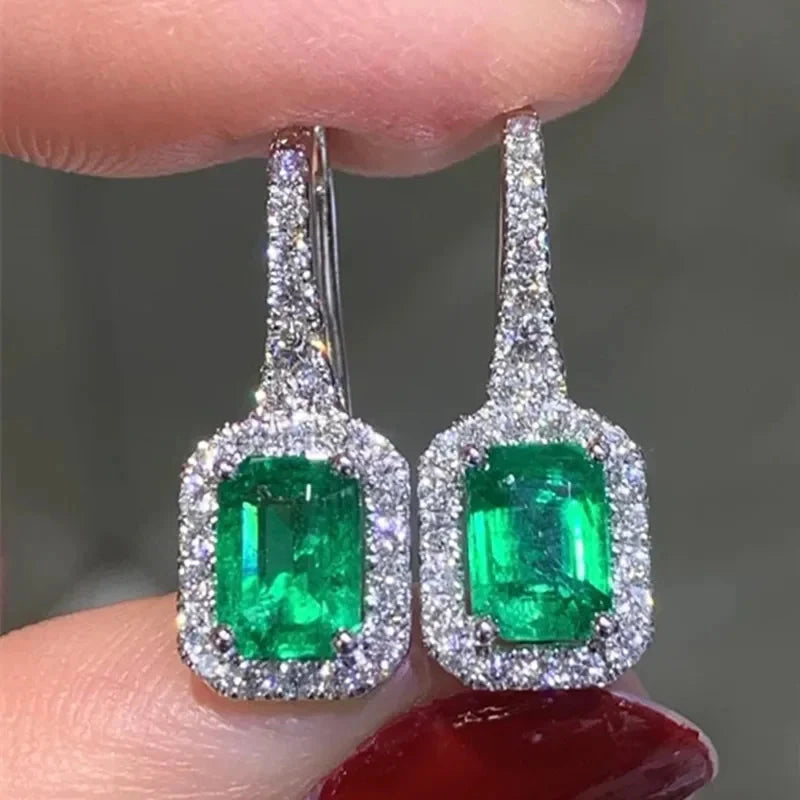 CAOSHI Temperament Female Drop Earrings with Bright Green Zirconia Luxury Wedding Jewelry Gorgeous Exquisite Accessories Gift - AMULET RING STORE