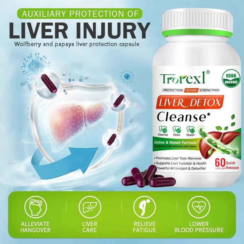 Liver Cleansing Detox Capsules Health Liver Support Colon Cleansing Repair Pills Prevent Cirrhosis Fatty Liver, Natural Herbal