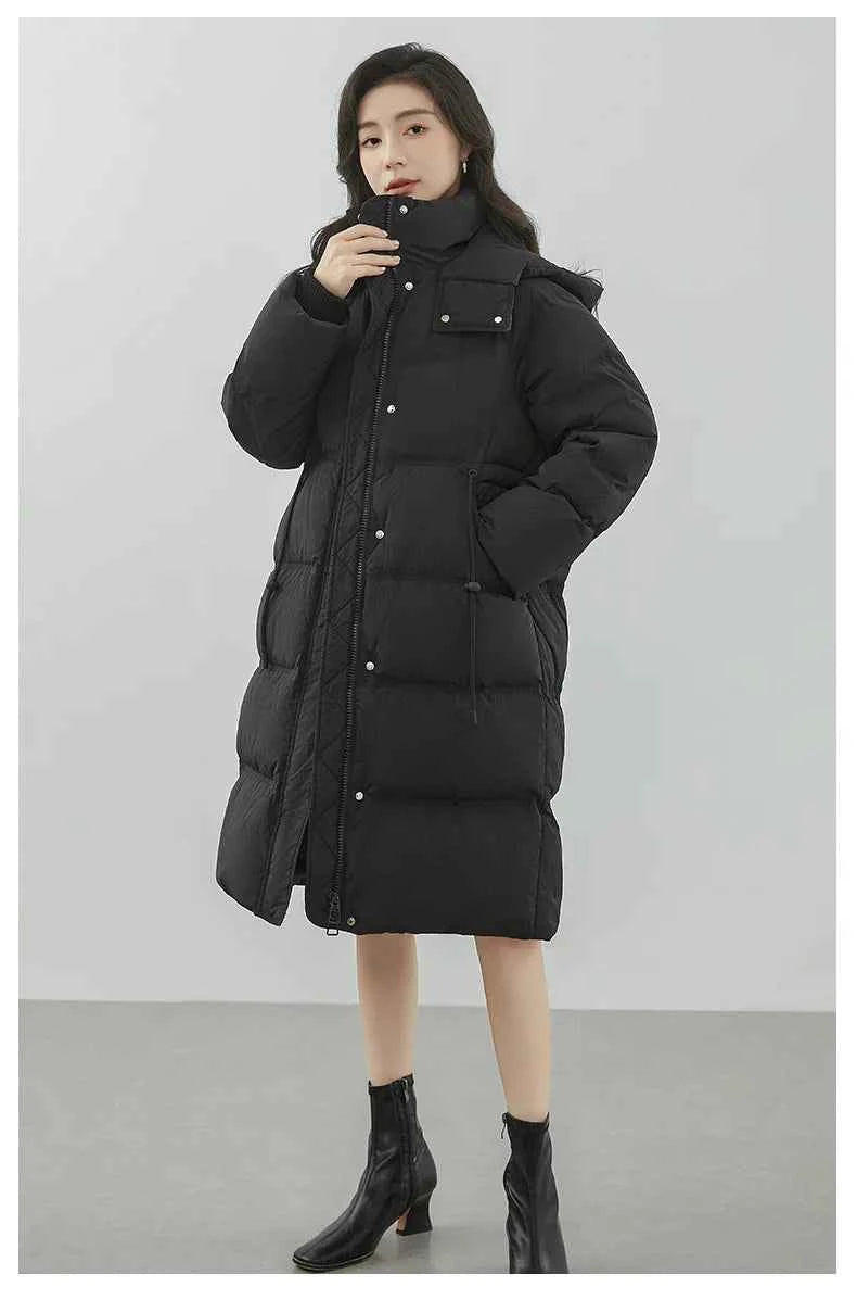 Ultra-Warm Down Jacket for Women 2025 Winter New Arrival Hooded, Knee-Length, Thickened, Waist-Defining, Versatile Coat