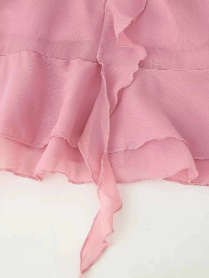 European and American style 2025 early autumn new layered ruffled long-sleeved chiffon dress