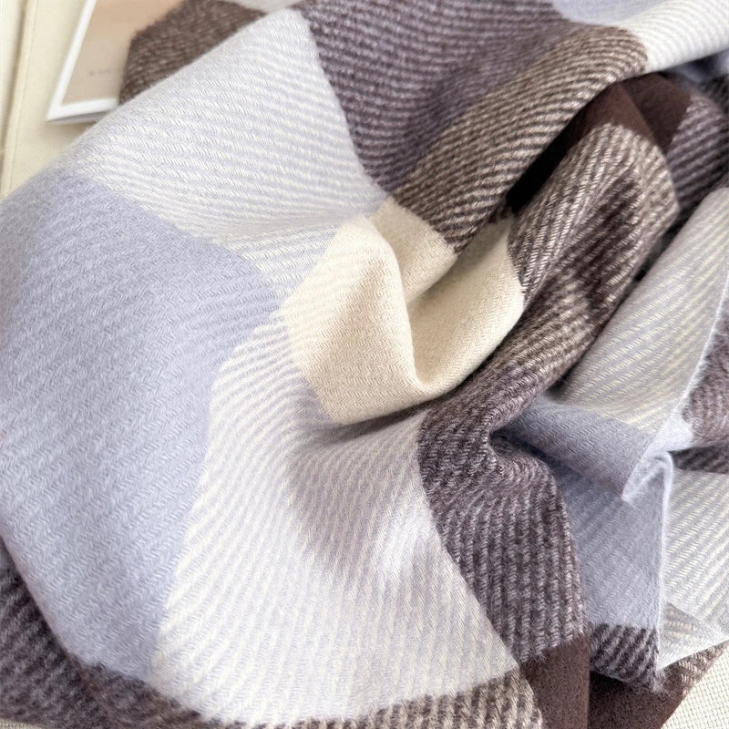 Plaid Imitation Cashmere Blanket Winter Women Scarf Designer Thick Warm Pashmina Shawl Wraps Tassel Poncho Stoles Echarpe Unisex