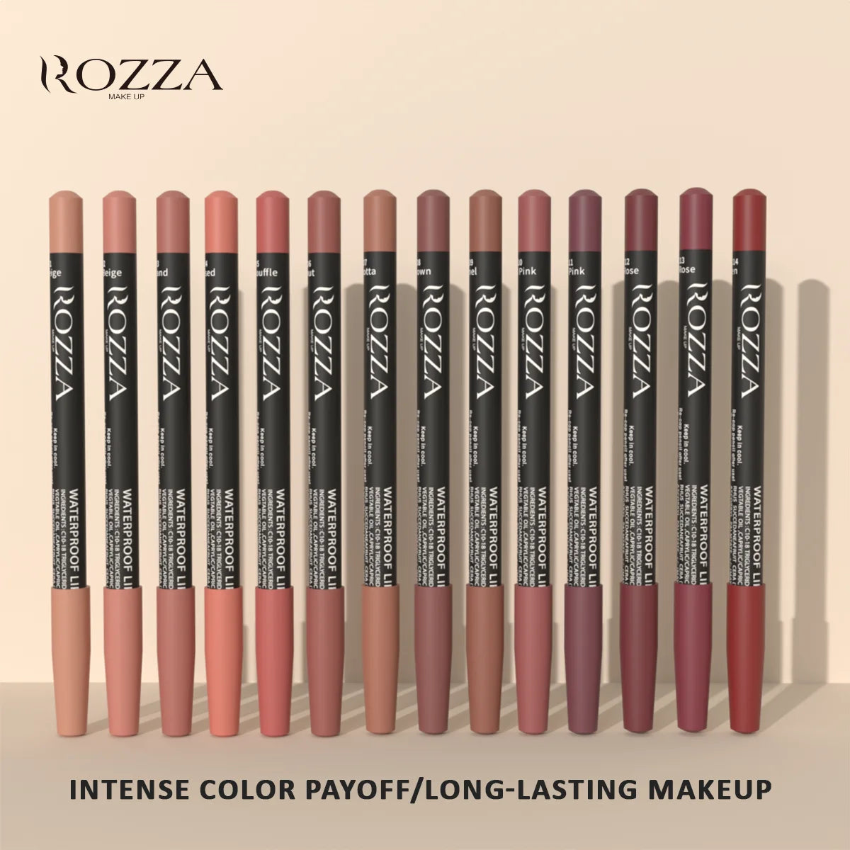 Rozza Waterproof Lip Liner Pencil Set, Weightless Precise Liner with Super Soft Blendable Texture Matte Soft - AMULET RING STORE
