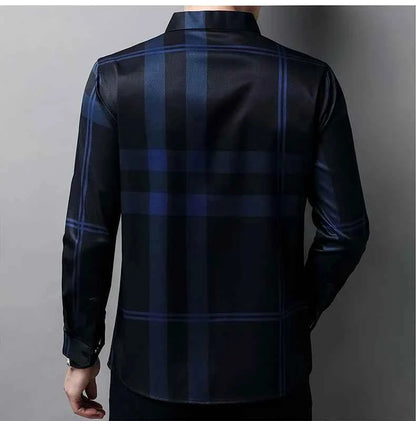 Autumn long sleeved shirt for men Business casual long sleeved plaid shirt for men