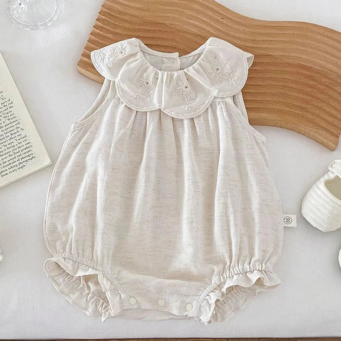 2024 New Summer Toddler Baby Girls Jumpsuit Sleeveless Cotton Solid Color Newborn Baby Girls Romper 0-24M Children Clothes - AMULET RING STORE