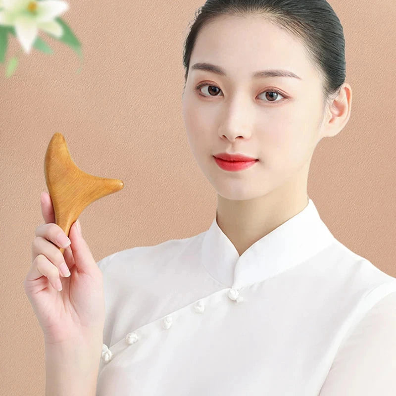 Nature Wood Trigonometric Massage Cone Wooden Lymphatic Massage Stick Face Hand Foot Body Massager Gua Sha Board Acupuncture Pen - AMULET RING STORE