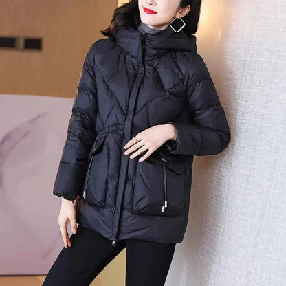 Woman Coat Zip-up Black Thick Padding Duck Down Quilted Padded Jackets for Women Hoodie Y2k Fashion 2025 Trend Luxury Hot Youth