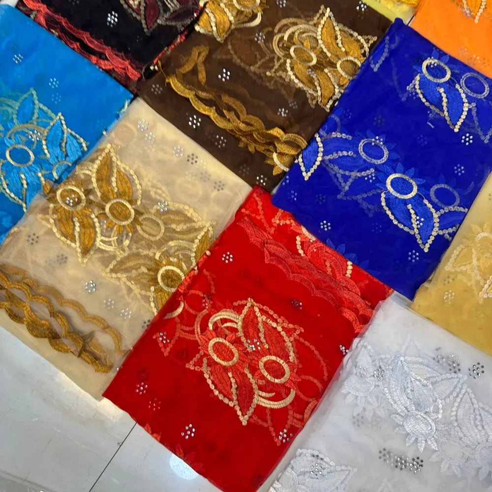 on sale 2025 New African Net Hijab Scarf For Muslim Women African Dubai Islam Headscarf Embroidery Shawls voile - AMULET RING STORE
