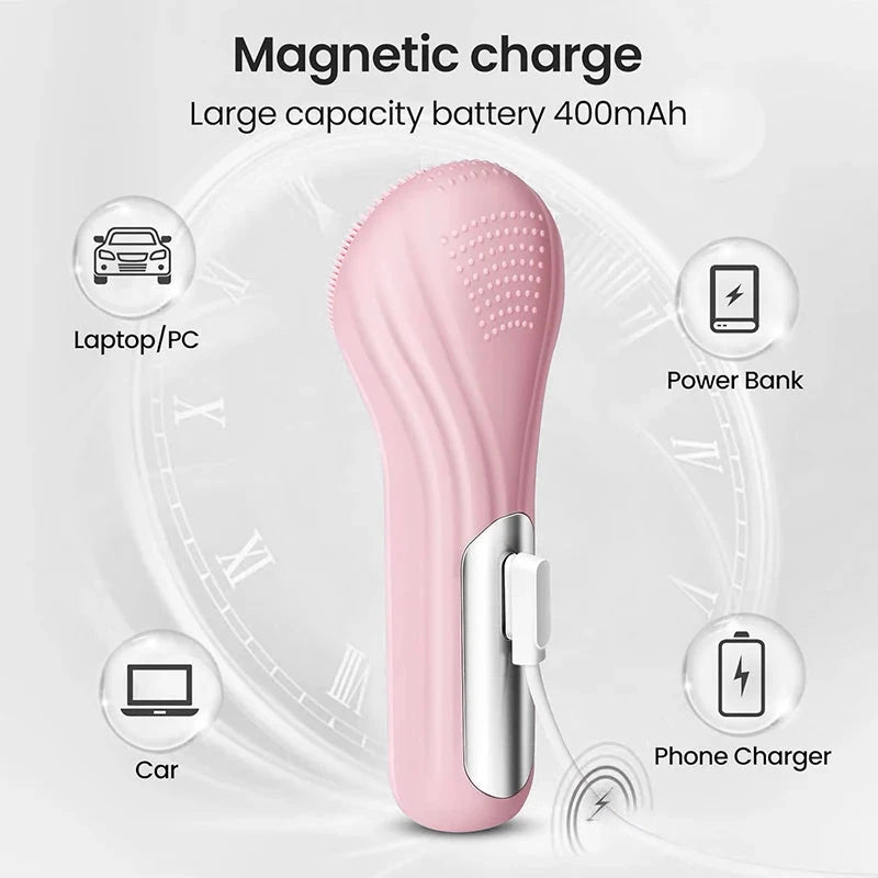 Silicone Face Cleaner Electric Sonic Facial Cleansing Brush Ultrasonic Face Massage Pore Deep Cleaning Vibrating IPX7 Waterproof