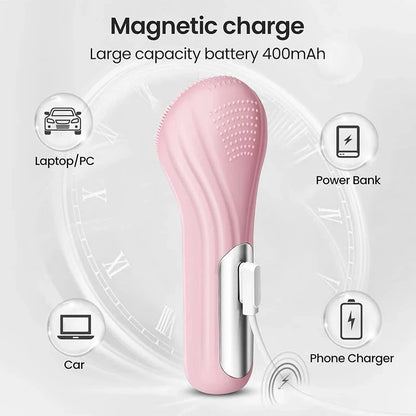 Silicone Face Cleaner Electric Sonic Facial Cleansing Brush Ultrasonic Face Massage Pore Deep Cleaning Vibrating IPX7 Waterproof