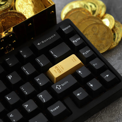 Gold Bar Shape Theme Keycaps Set Zinc Alloy Enter Key Cherry Profile Custom Original Handmade Keycaps for Mechanical Keyboard