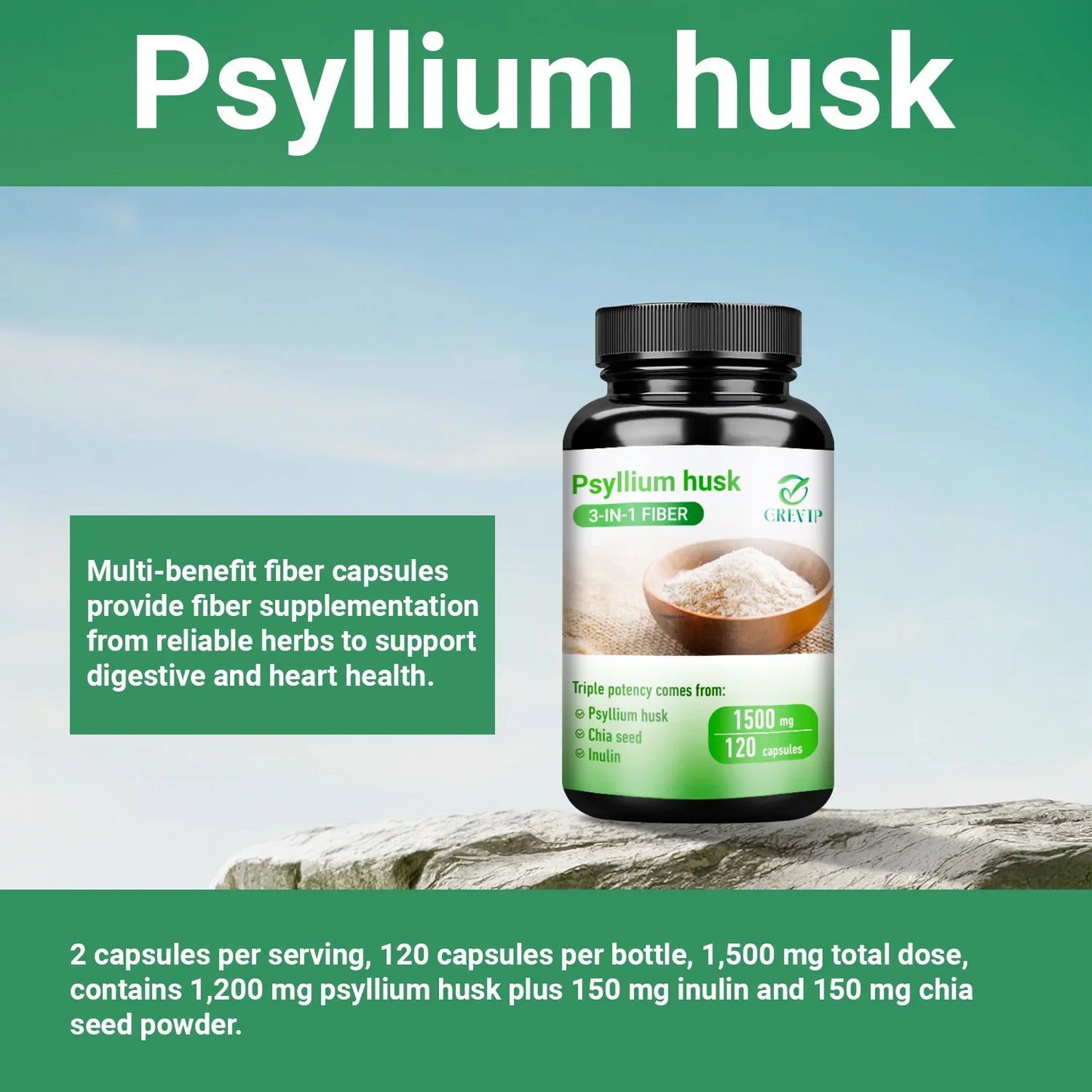 Psyllium Husk - Gut and Colon Cleanse Detox, Improve Metabolism, Relieves Gas, Bloating and Constipation - AMULET RING STORE