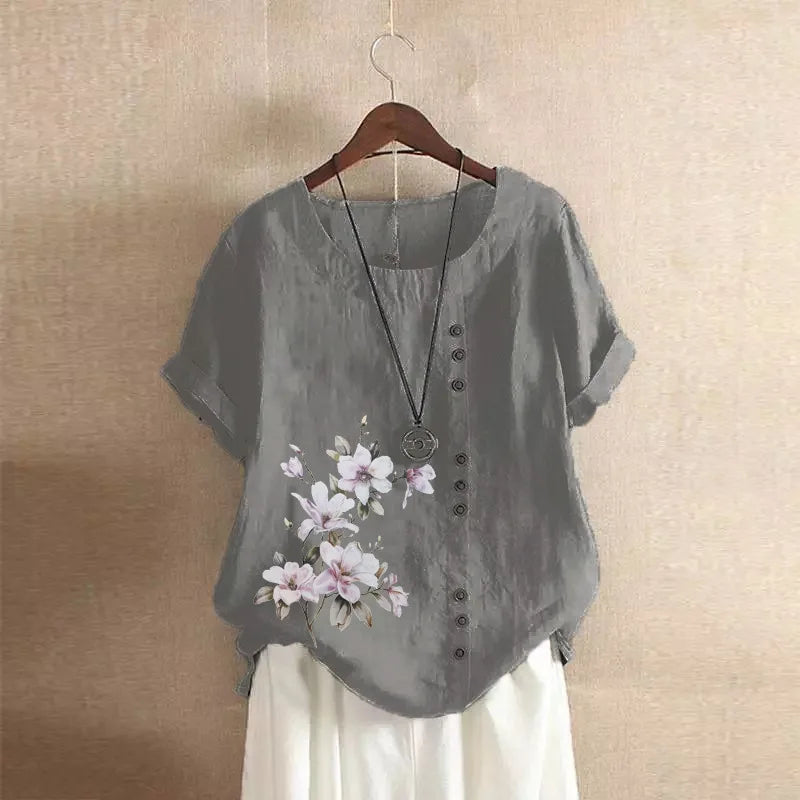 Cotton Linen T Shirt Women's Clothing Summer Retro Ladies Tops Tee Casual Loose Short Sleeve T-shirt Woman Ropa Blusas Tshirt