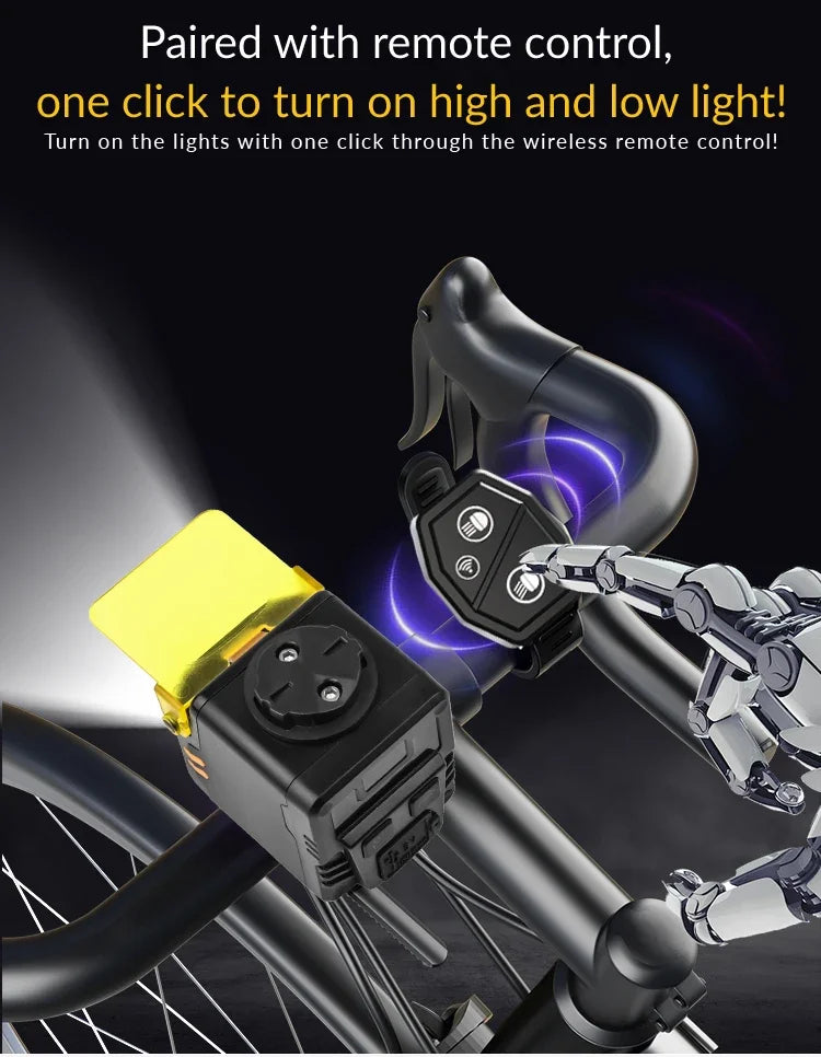 New Multifunctional Q05 MTB Bike Light Rechargeable Waterproof Remote Control White Red Blue LED Outdoor Cycling Birthday Gift - AMULET RING STORE